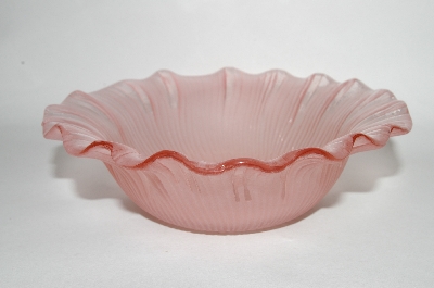 +MBA #62-020   "Vintage Pink Depression Glass "Clear Pink & Satin Glass' Fancy Small Serving Bowl