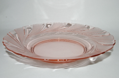 +MBA #62-123  Vintage Pink Glass. "Vereco" Clear Pink & Satin Glass Salad Bowl