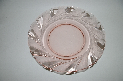 +MBA #62-123  Vintage Pink Glass. "Vereco" Clear Pink & Satin Glass Salad Bowl