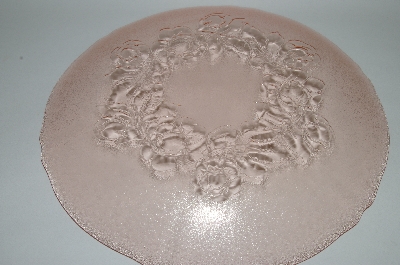 +MBA #61-162  " Vintage Pink Glass Round "Floral Pattern" Platter