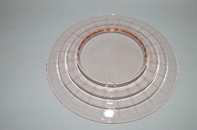 +MBA #62-089  " Set Of (2)  Vintage Pink Depression Glass "Fancy Pattern" Luncheon Plate