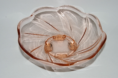 +MBA #62-096  Vintage Pink Depression Glass "Footed Swirl Pattern Bowl"