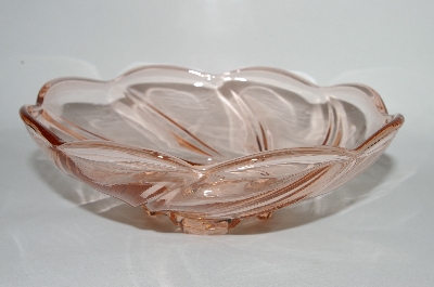 +MBA #62-096  Vintage Pink Depression Glass "Footed Swirl Pattern Bowl"