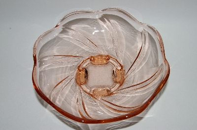 +MBA #62-096  Vintage Pink Depression Glass "Footed Swirl Pattern Bowl"