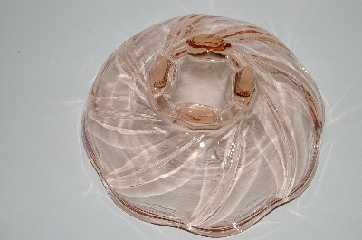 +MBA #62-096  Vintage Pink Depression Glass "Footed Swirl Pattern Bowl"