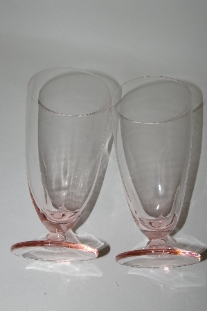 +MBA #62-171  Vintage Pink Depression Glass  Set Of 7  Fancy Footed  "Water Glass's"