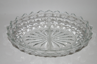 +MBA  "Vintage Clear "Cube" Depression Glass 2 part Relish Dish