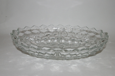 +MBA  "Vintage Clear "Cube" Depression Glass 2 part Relish Dish