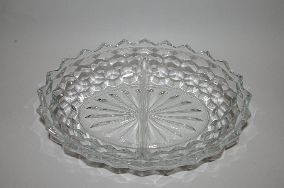 +MBA  "Vintage Clear "Cube" Depression Glass 2 part Relish Dish