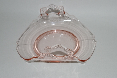 +MBA #62-092  Vintage Pink Depression Glass Small "Cookie Server" With Fancy Handles