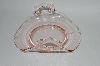 +MBA #62-092  Vintage Pink Depression Glass Small "Cookie Server" With Fancy Handles