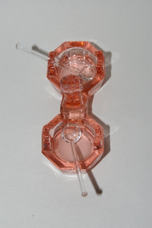+MBA #63-001  Vintage Pink Depression Glass "Salter" With Glass Scoops