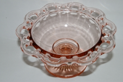 +MBA #63-281  Vintage Pink Depression Glass "Old Colony"  Lace Edge Candy Dish