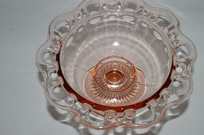 +MBA #63-281  Vintage Pink Depression Glass "Old Colony"  Lace Edge Candy Dish