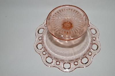 +MBA #63-281  Vintage Pink Depression Glass "Old Colony"  Lace Edge Candy Dish