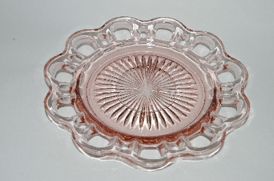 +MBA #63-277  Vintage Pink Depression Glass "Old Colony" Lace Edge Saucer