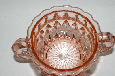 +MBA #63-152  Vintage Pink Depression Glass "Windsor Diamond" Sugar Bowl
