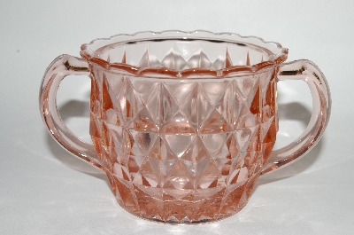 +MBA #63-158  Vintage Pink Depression Glass "Windsor Diamond" Jannette Glass Sugar Bowl