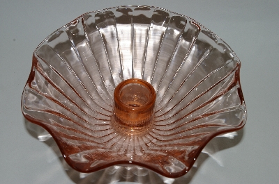 +MBA #63-327  Vintage Pink Depression Glass Set Of 2 "Hocking" Candle Stick  Holders