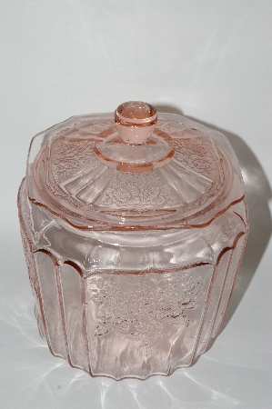 +MBA #63-208  Vintage Pink Depression Glass "Mayfair Rose" Cookie Jar
