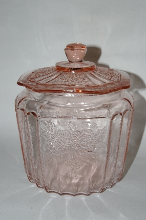 +MBA #63-208  Vintage Pink Depression Glass "Mayfair Rose" Cookie Jar