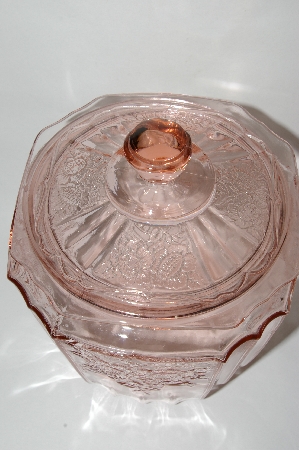 +MBA #63-208  Vintage Pink Depression Glass "Mayfair Rose" Cookie Jar
