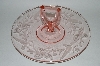 +MBA #63-125  Vintage Pink Depression Glass "Fancy Floral Etched" Sandwich Server