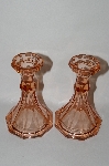 +MBA #63-240  Vintage ark Pink Depression Glass Candle Stick Holders "Set Of 2"