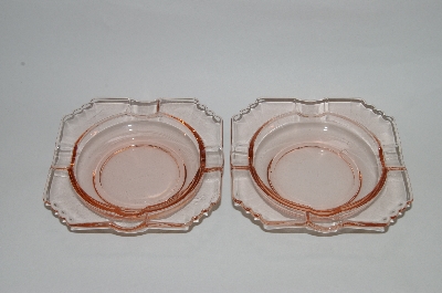 +MBA #63-336  Vintage Pink Depression Glass "Ashtrays" Set Of 2