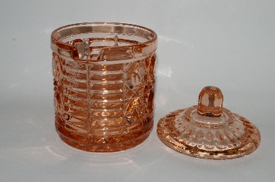 +MBA #63-251  Vintage Pink Depression Glass "Gem Look" Covered Sugar Bowl 