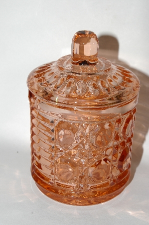 +MBA #63-251  Vintage Pink Depression Glass "Gem Look" Covered Sugar Bowl 