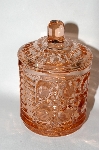 +MBA #63-251  Vintage Pink Depression Glass "Gem Look" Covered Sugar Bowl 