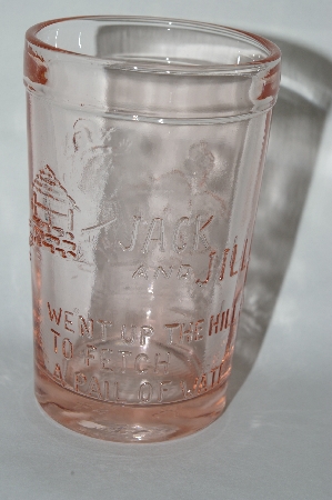 +MBA #63-321   Set Of 2 Vintage Pink Depression Glass "Jack & Jill" Juice Glass