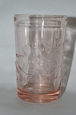 +MBA #63-321   Set Of 2 Vintage Pink Depression Glass "Jack & Jill" Juice Glass