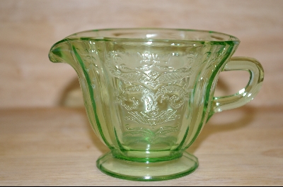 +MBA #4878  "Madrid" Federal Glass Green Creamer #4878