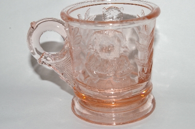 +MBA #63-273  Vintage Pink Glass Small "Cat & Dog" Mug