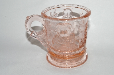 +MBA #63-273  Vintage Pink Glass Small "Cat & Dog" Mug