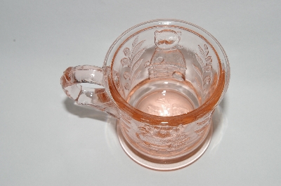 +MBA #63-273  Vintage Pink Glass Small "Cat & Dog" Mug