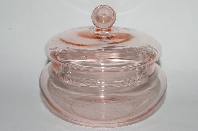 +MBA #63-071   Vintage Pink Depression Glass Round "Vanity Dish"