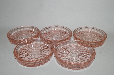 +MBA #64-240  Set Of 5 Vintage Pink Glass Coasters