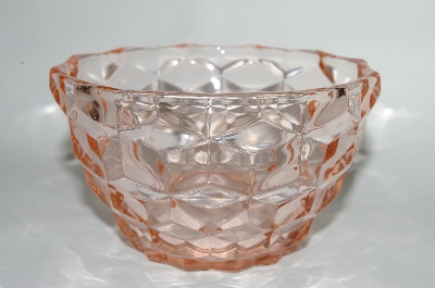 +MBA #64-277  Vintage Pink Depression Glass "Cube" Sugar Bowl