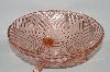 +MBA #65-044  Vintage Pink Depression Glass "Swirl" Patterned 3 Footed Serving Bowl