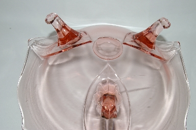 +MBA #64-186  Vintage Pink Depression Glass 3 Footed Fruit Bowl