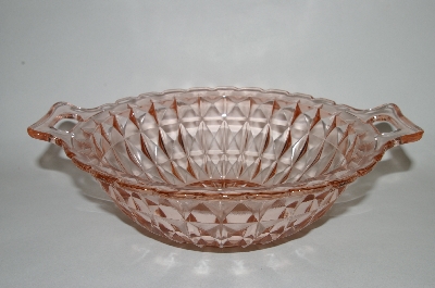 +MBA #64-067  Vintage Pink Depression Glass "Windsor" Vegetable Bowl With Handles