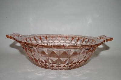 +MBA #64-067  Vintage Pink Depression Glass "Windsor" Vegetable Bowl With Handles