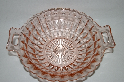 +MBA #64-067  Vintage Pink Depression Glass "Windsor" Vegetable Bowl With Handles