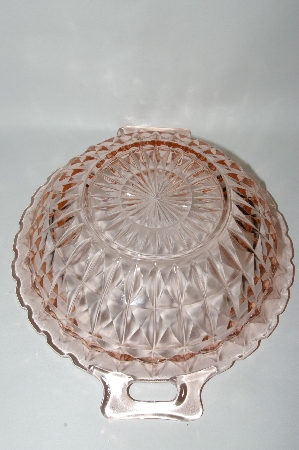+MBA #64-067  Vintage Pink Depression Glass "Windsor" Vegetable Bowl With Handles