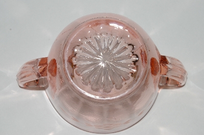 +MBA #64-324  Vintage Pink Depression Glass Floral Etched Sugar Bowl