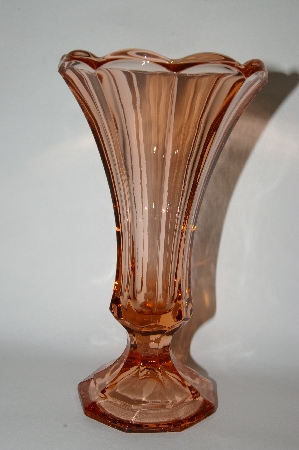 +MBA #64-456  Vintage Pink Depression Glass Fancy Vase
