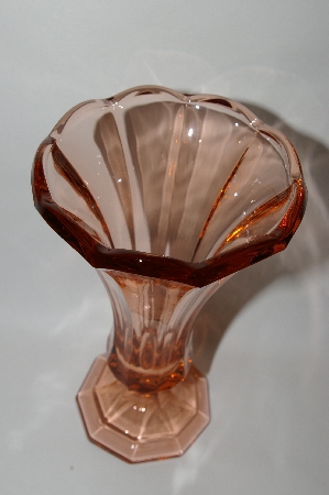 +MBA #64-456  Vintage Pink Depression Glass Fancy Vase